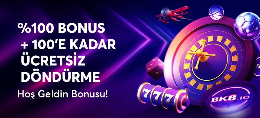 BK8.io hoş geldin bonusu — %100 bonus ve free spin